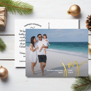 Joy Love Peace Large Photo Christmas Letter金ゴールド 箔シーズンポストカード
