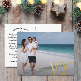 Joy Love Peace Large Photo Christmas Letter金ゴールド 箔シーズンポストカード