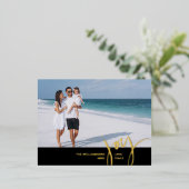 Joy Love Peace Large Photo Christmas Letter Black 箔シーズンポストカード (立ち正面)