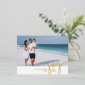 Joy Love Peace Large Photo Christmas Letter White 箔シーズンポストカード (立ち正面)