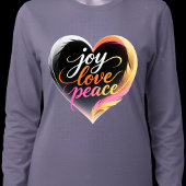 Joy Love Peace Neon Heart Script Tシャツ