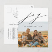 Joy, Merry モダン Christmas Family Photo ポストカード (正面/裏面)