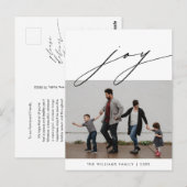 Joy, Merry モダン Christmas Family Photo ポストカード (正面/裏面)