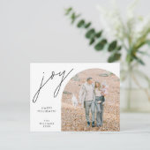 Joy, Merry Christmas Family Photo Layover ポストカード (スタンド正面)