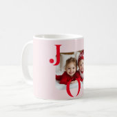 JOY | Modern Red & Mug Christmas Photo Gift コーヒーマグカップ (正面左)