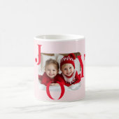 JOY | Modern Red & Mug Christmas Photo Gift コーヒーマグカップ (中央)
