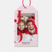 JOY | Modern Red & Pink Christmas Photo Gift  ギフトタグ (正面)