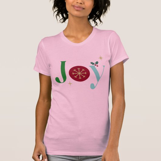 Joy Modern Vintage Snowflake Holiday Tシャツ (正面)