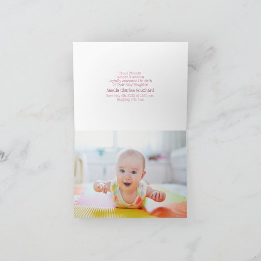 JOY. Newborn Girl 案内状 (内部)