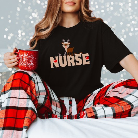 Joy Nursing  Adorable Cute Reindeer for Nurses  Tシャツ