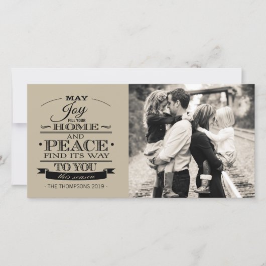 JOY PEACEクリスマスクリスマスファミリーフォトフォトカード シーズンカード (正面)