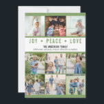 Joy Peace モダン Love Photo Collage シーズンカード<br><div class="desc">写真モダンJoy Peace Loveのクリスマスカードと9枚のコラージュ。</div>