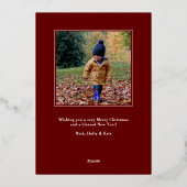 JOY Peace and Love金ゴールド紙吹雪ダークレッド2写真 箔シーズンカード (裏面)