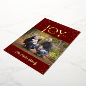 JOY Peace and Love金ゴールド紙吹雪ダークレッド2写真 箔シーズンカード (回転した状態)