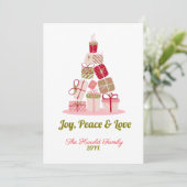 Joy Peace and Love Christmas Treeカード 招待状 (スタンド正面)