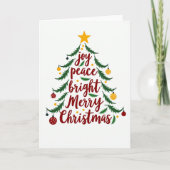 Joy Peace Bright Merry Christmas Tree Card カード (正面)