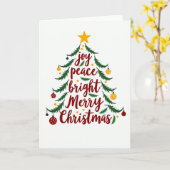 Joy Peace Bright Merry Christmas Tree Card カード (黄色い花)