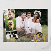 Joy Peace Love書道写真コラージュ金ゴールド 箔シーズンポストカード (正面)