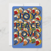 "Joy Peace Love 1"アフリカワックスプリントホリデーカード シーズンカード (正面)