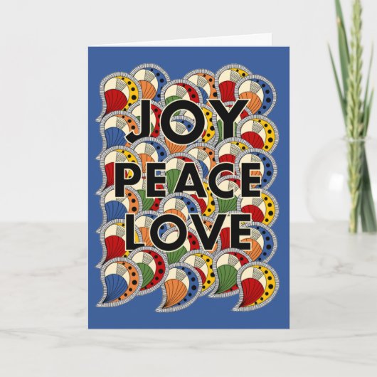 Joy Peace Love - Black Text & Custom Background カード (正面)