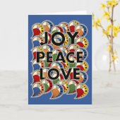 Joy Peace Love - Black Text & Custom Background カード (黄色い花)