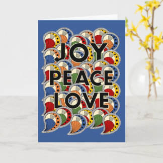 Joy Peace Love - Black Text & Custom Background カード