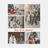 Joy Peace Love Christmas family  フリースブランケット (正面)