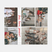 Joy Peace Love Christmas family  フリースブランケット (正面(横))