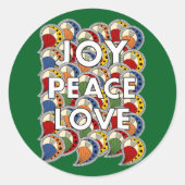 Joy Peace Love - Custom Background Color ラウンドシール (正面)