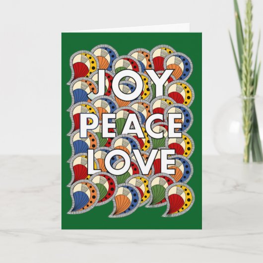 Joy Peace Love - Custom Background & Message カード (正面)
