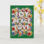 Joy Peace Love - Custom Background & Message カード (黄色い花)