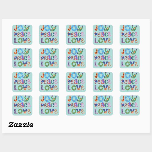 Joy, peace, love custom square sticker スクエアシール (シート)