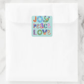 Joy, peace, love custom square sticker スクエアシール (バッグ)