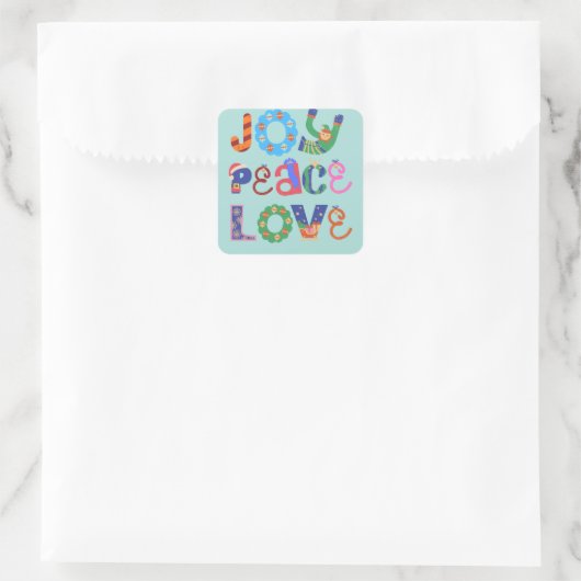 Joy, peace, love custom square sticker スクエアシール (バッグ)
