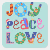 Joy, peace, love custom square sticker スクエアシール (正面)