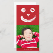 Joy Peace Love Cute Smiling顔おもしろい子の写真 シーズンカード (正面/裏面)