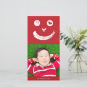 Joy Peace Love Cute Smiling顔おもしろい子の写真 シーズンカード (スタンド正面)