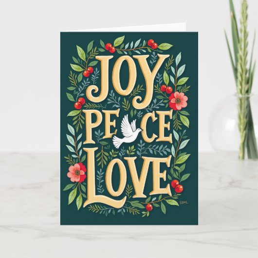 Joy Peace Love Holiday Card カード (正面)