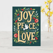 Joy Peace Love Holiday Card カード (黄色い花)