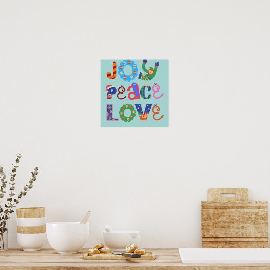 Joy, peace, love motivational quotes wall art ポスター (キッチン)