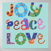 Joy, peace, love motivational quotes wall art ポスター (正面)