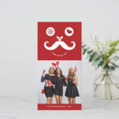 Joy Peace Love Mustache笑顔の顔おもしろい写真 シーズンカード (スタンド正面)