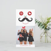 Joy Peace Love Mustache笑顔の顔おもしろい写真 シーズンカード (スタンド正面)