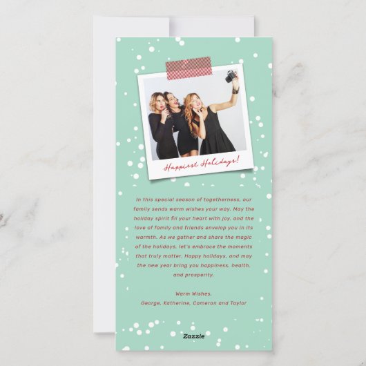 Joy Peace Love Mustache笑顔の顔おもしろい写真 シーズンカード (裏面)