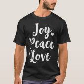 Joy Peace Love Red Brushed Script Womens Holiday  Tシャツ (正面)