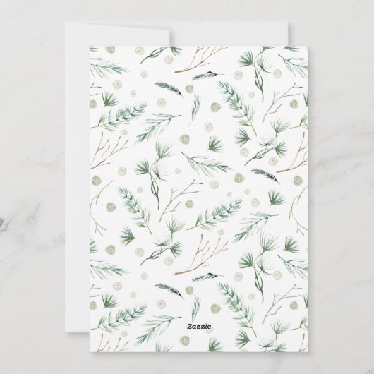 Joy Peace Love Water color冬の緑の写真 シーズンカード (裏面)