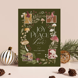 Joy Peace Love Water Color Woodsyキノコ写真 シーズンカード