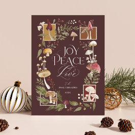 Joy Peace Love Water Color Woodsyキノコ写真 シーズンカード