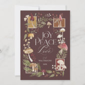 Joy Peace Love Water Color Woodsyキノコ写真 シーズンカード (正面)