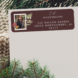 Joy Peace Love Water Color Woodsyキノコ写真 ラベル